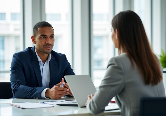 Professionista durante un colloquio di lavoro di successo